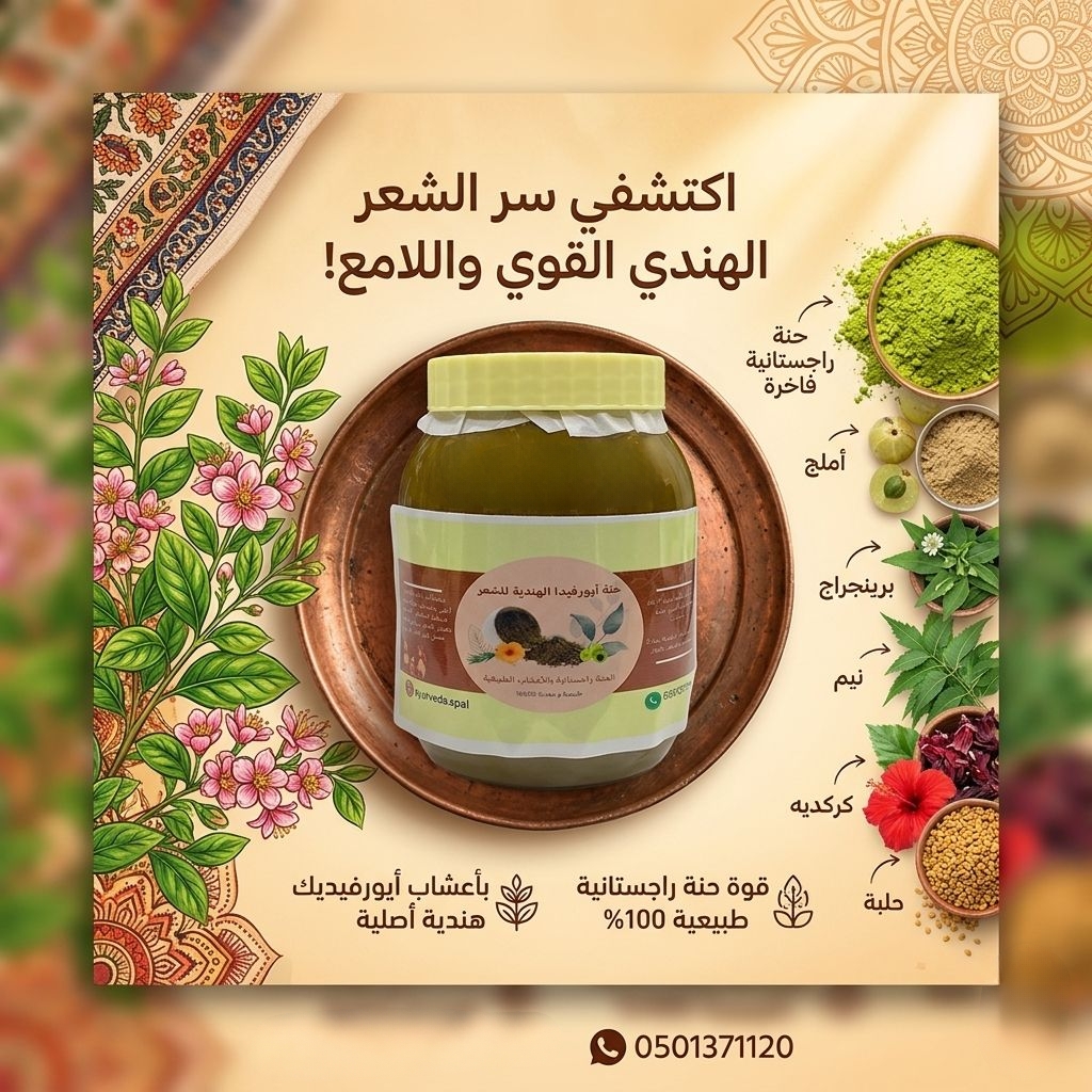 عجينة الحنة الهندية الراجستانية بالأعشاب الطبيعية للشعر